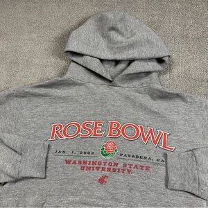 Vintage Y2K Hoodie College Football Rosebowl Sweatshirt Gray Small
